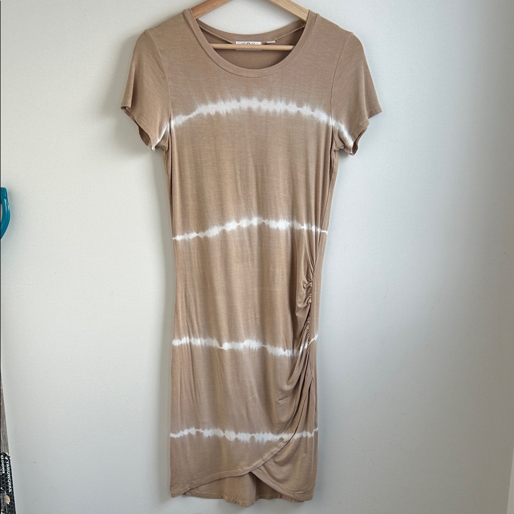 Koy Resort Tie-Dye Brown & White Short Sleeve Dress